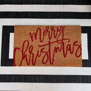 Festive Red Merry Christmas Doormat